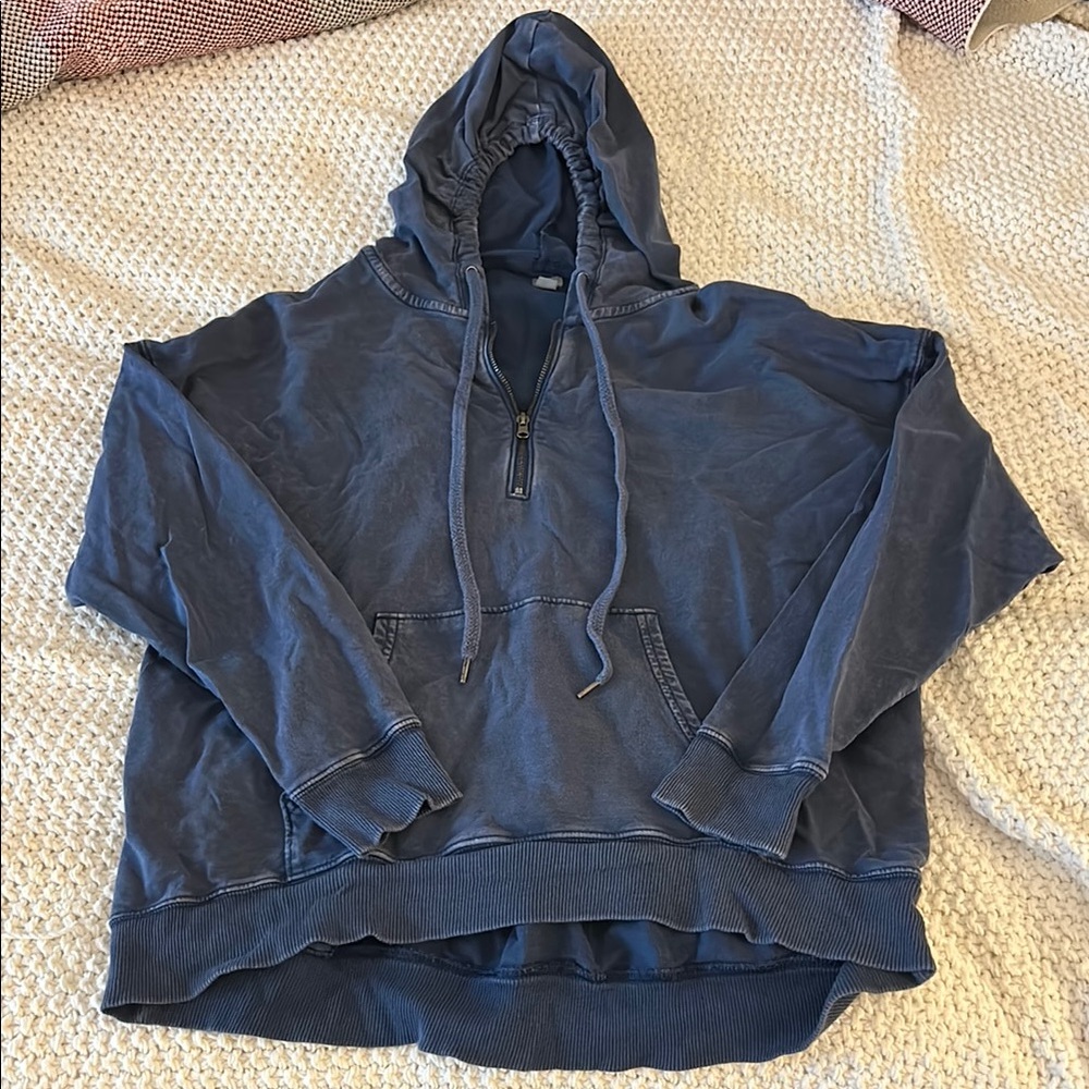 Aerie Navy Blue Quarter Zip Hoodie